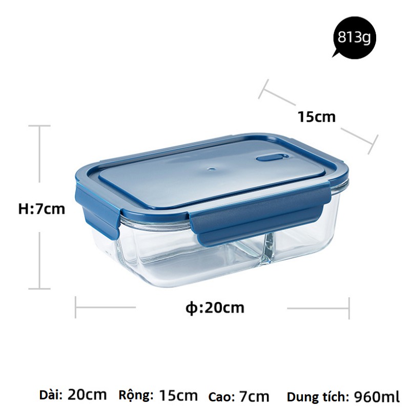 Bộ hộp thủy tinh chia ngăn Yeahcook Glass Box 3IN1 | BigBuy360 - bigbuy360.vn