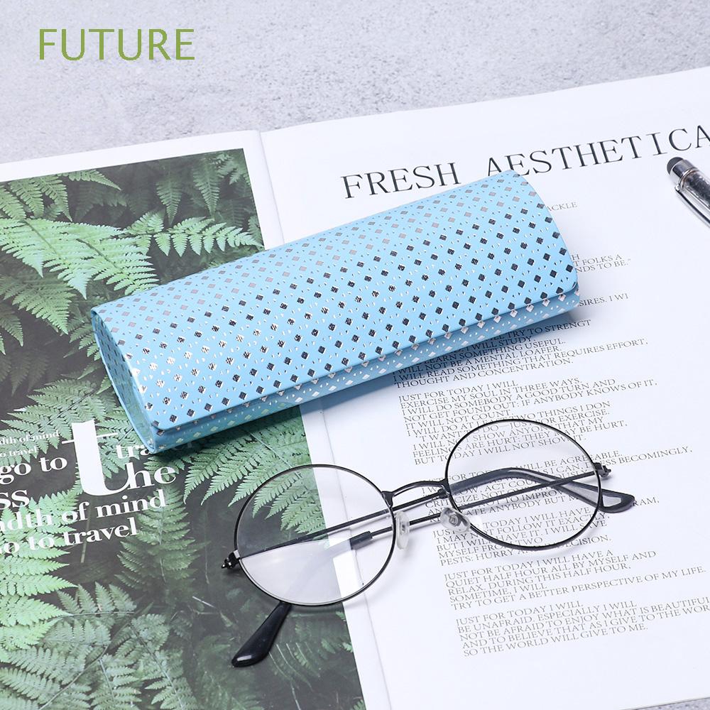 FUTURE Portable Metal Magnetic Closure Rhombus Oval Glasses Box