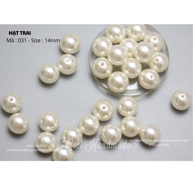 Set hạt trai nhân tạo trắng ngà size 3-4-5-6-8-10-12mm