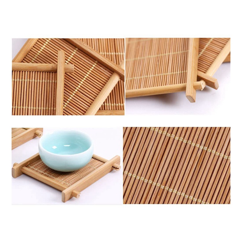 Set 10 Đế Lót Ly Trà / Cà Phê Bằng Tre Hình Vuông Tiện Dụng