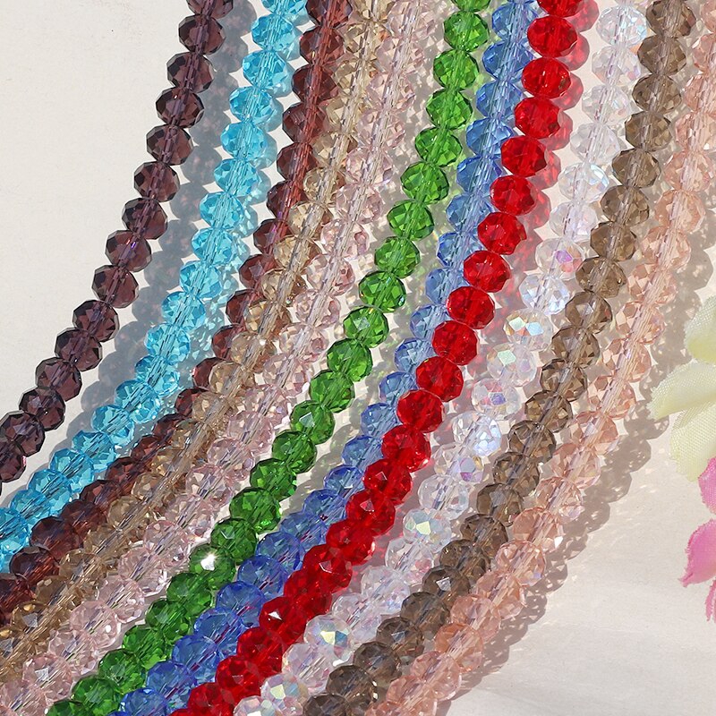 Bộ 70 hạt thủy tinh pha lê mài mòn dùng làm đồ trang sức 8mm