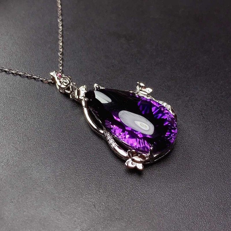 Vòng cổ Mặt Hình Học Đính Đá Zircon Tím Phong Cách Âu Mỹ Thời Trang Cho Nữ