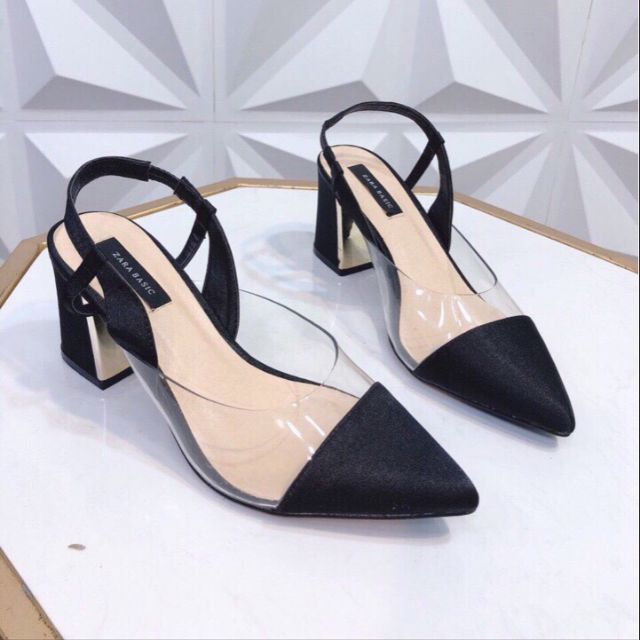 SANDAL BÍT MŨI QUAI CHUN PHỐI ĐEN 5CM