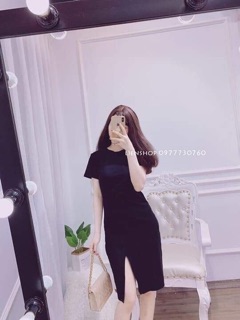 Váy xoắn eo xẻ trước