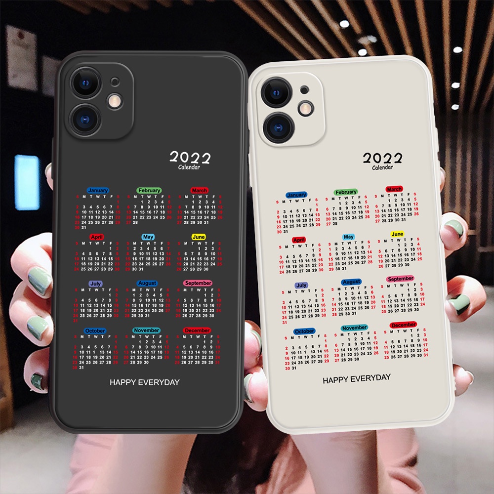 Lịch 2022 Ốp điện thoại vải mềm thiết kế hình Chịu cho iPhone XR XS MAX X iPhone 13 11 Pro Max 8 Plus 7Plus 12 Pro Max iPhone 6S Plus 6 Plus iPhone 12 13 Mini SE