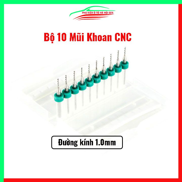 Hộp 10 mũi khoan CNC cao cấp độ chính xác cao đường kính mũi 1.0mm