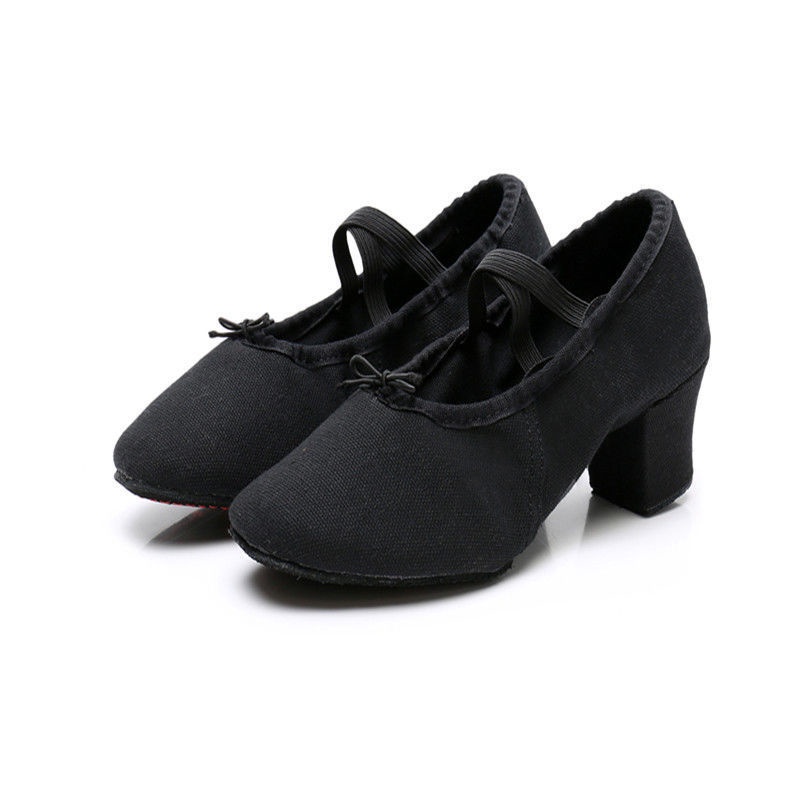Giày múa ba lê/ tập yoga bằng da bò có gót phù hợp cho người lớn và trẻ em
