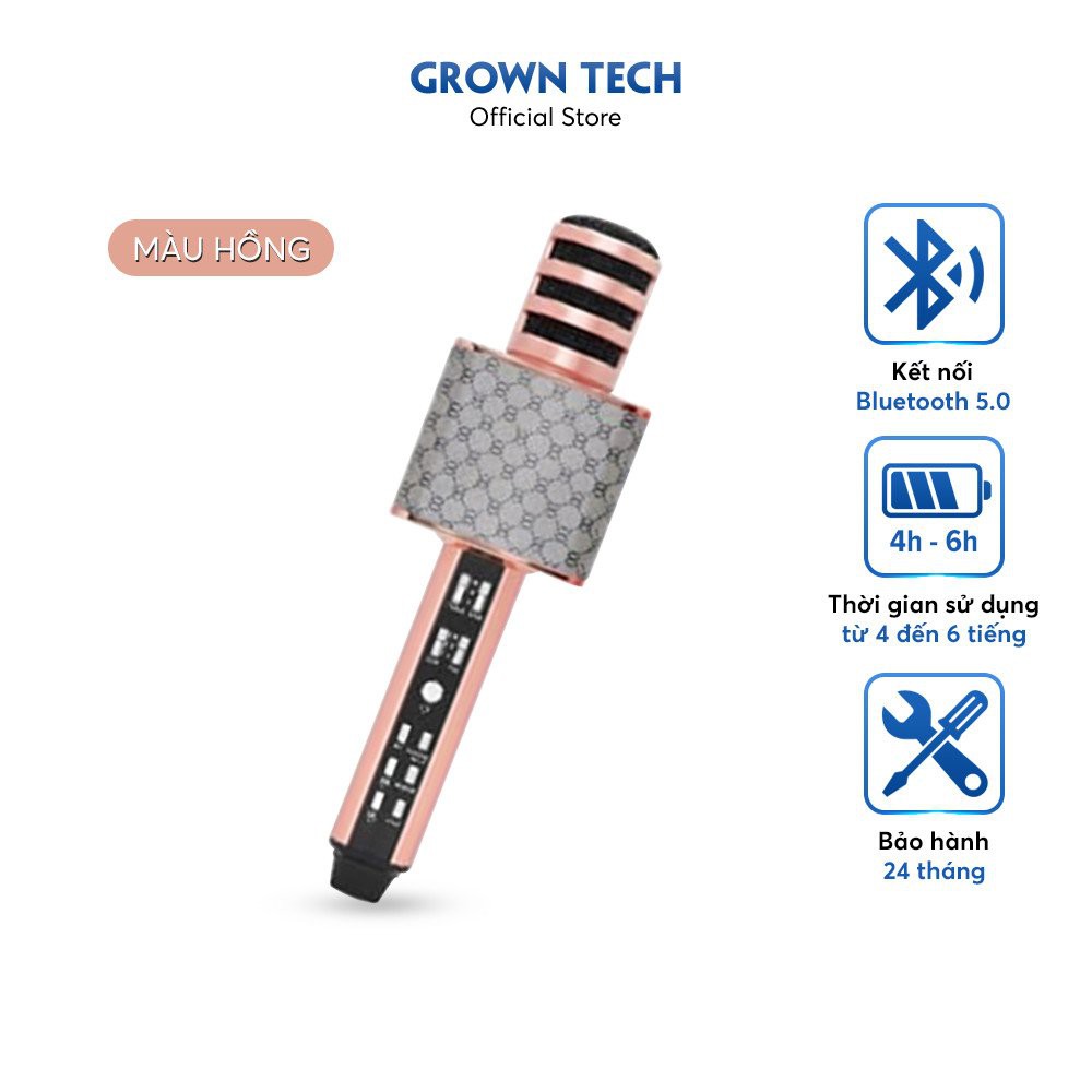 [Mã ELHACE giảm 4% đơn 300K] Micro karaoke bluetooth GROWNTECH - SD-18 mic hát kèm loa âm thanh chuẩn, bass tốt