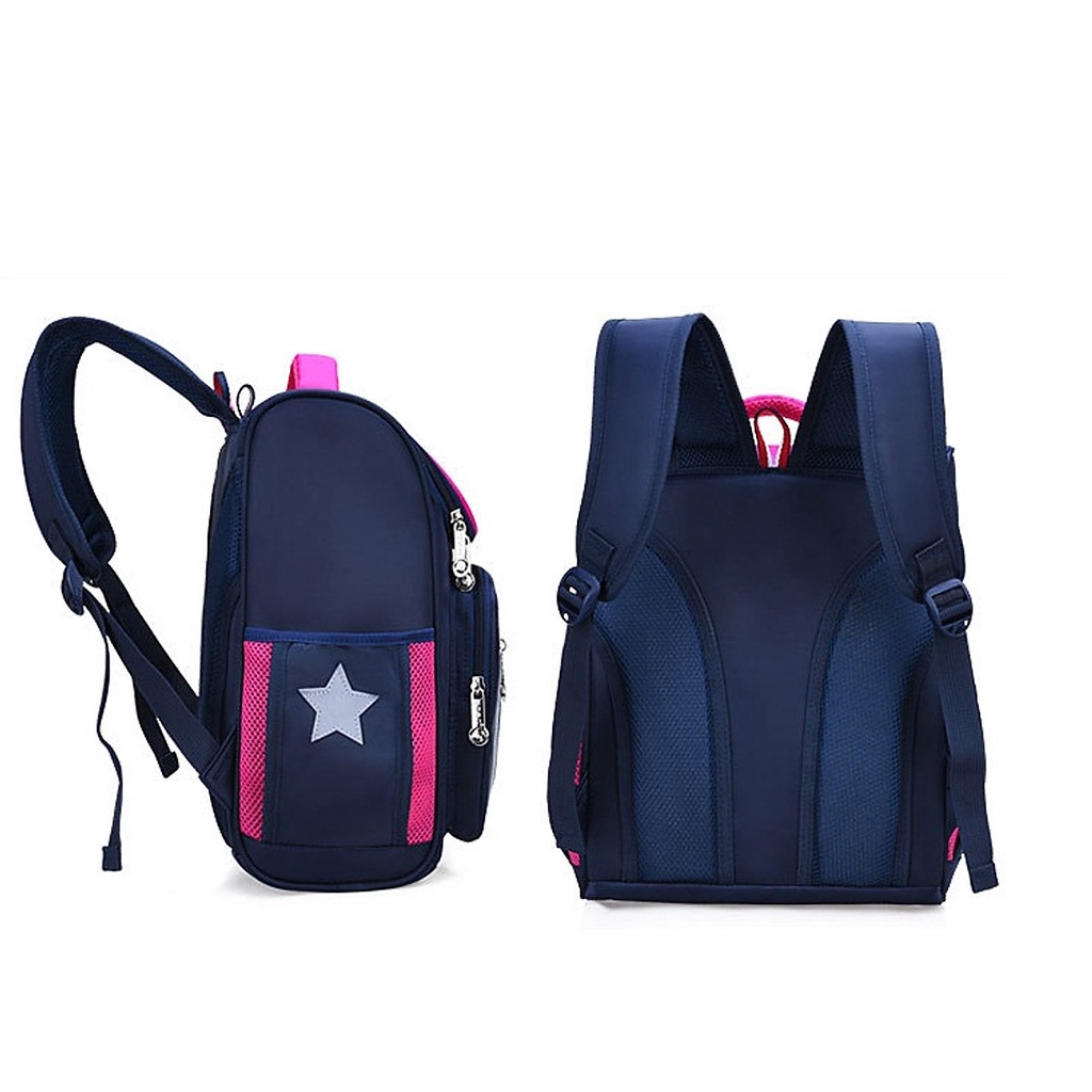 SIZE TO 40CM Balo học sinh tiểu học hình gấu SM Baby cho bé trai chất liệu chống thấm Ba lô chống gù có phản quang