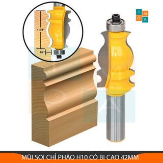 MŨI SOI CHỈ PHÀO H10 CÓ BI CAO 42MM - MŨI PHAY GỖ CỐT 12.7MM