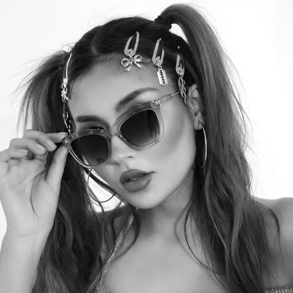 IVORY Kính Mát Hình Mắt Mèo Gọng Kim Loại Chống Bức Xạ Thời Trang Cho Nam Và Nữ