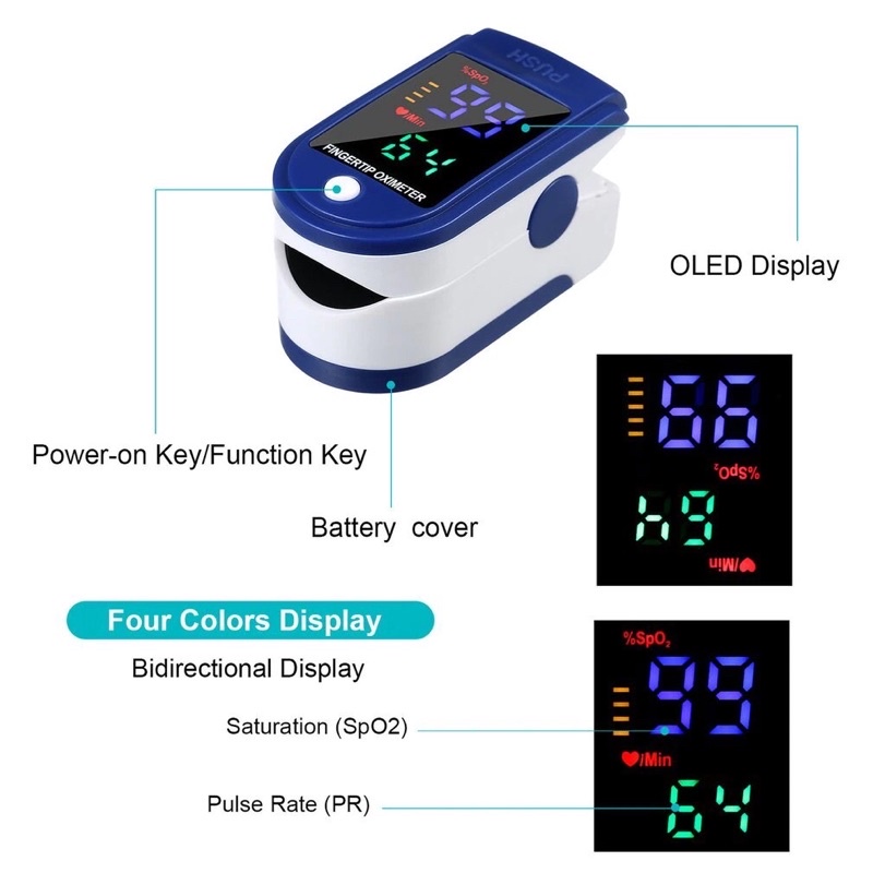 Máy đo spo2 kẹp ngón cầm tay pulse oximeter, máy theo dõi nồng độ oxy trong máu