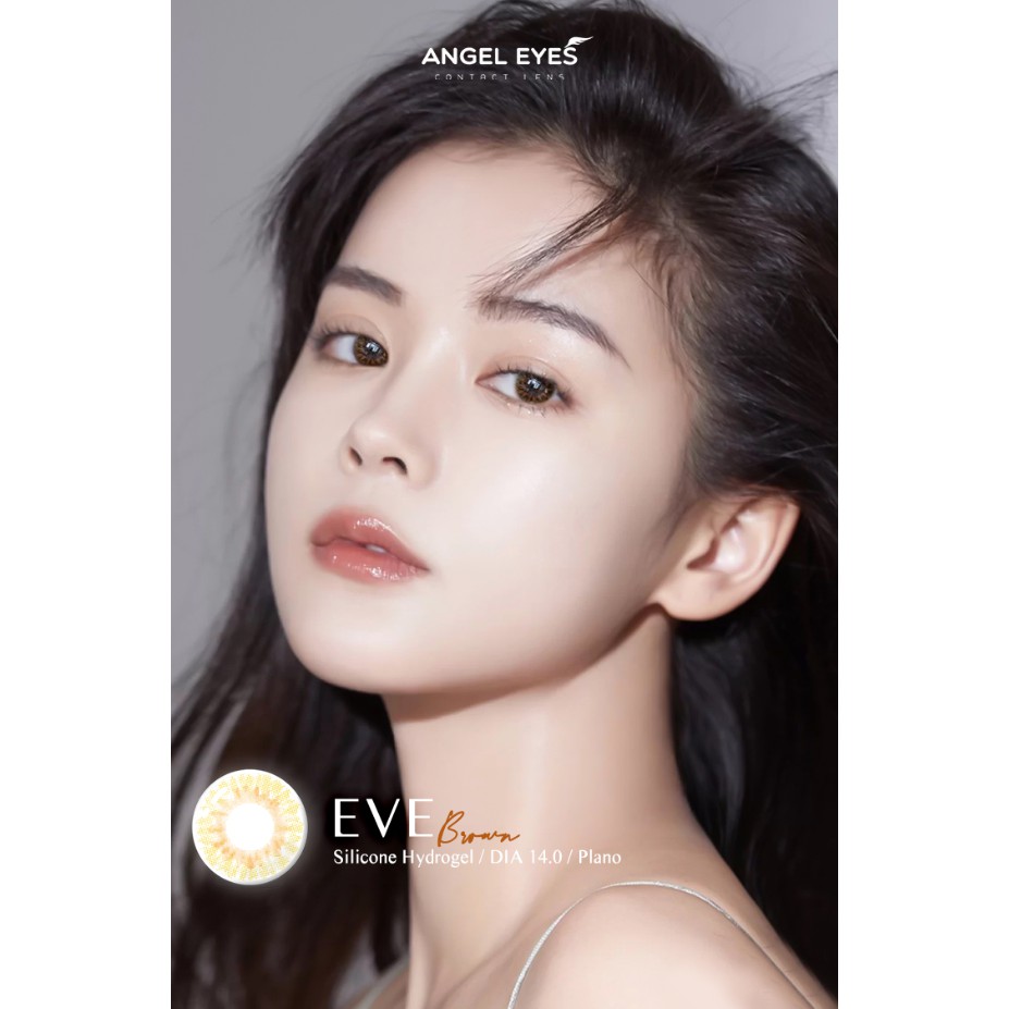 Lens tone nâu trong trẻo, không giãn, không độ dòng EVE thương hiệu Angel Eyes