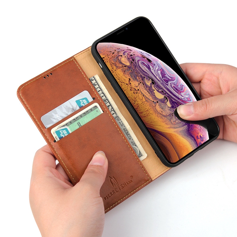 Ốp điện thoại da thật nắp gập nam châm có ngăn đựng thẻ tiện dụng hợp thời trang cho Iphone X | BigBuy360 - bigbuy360.vn