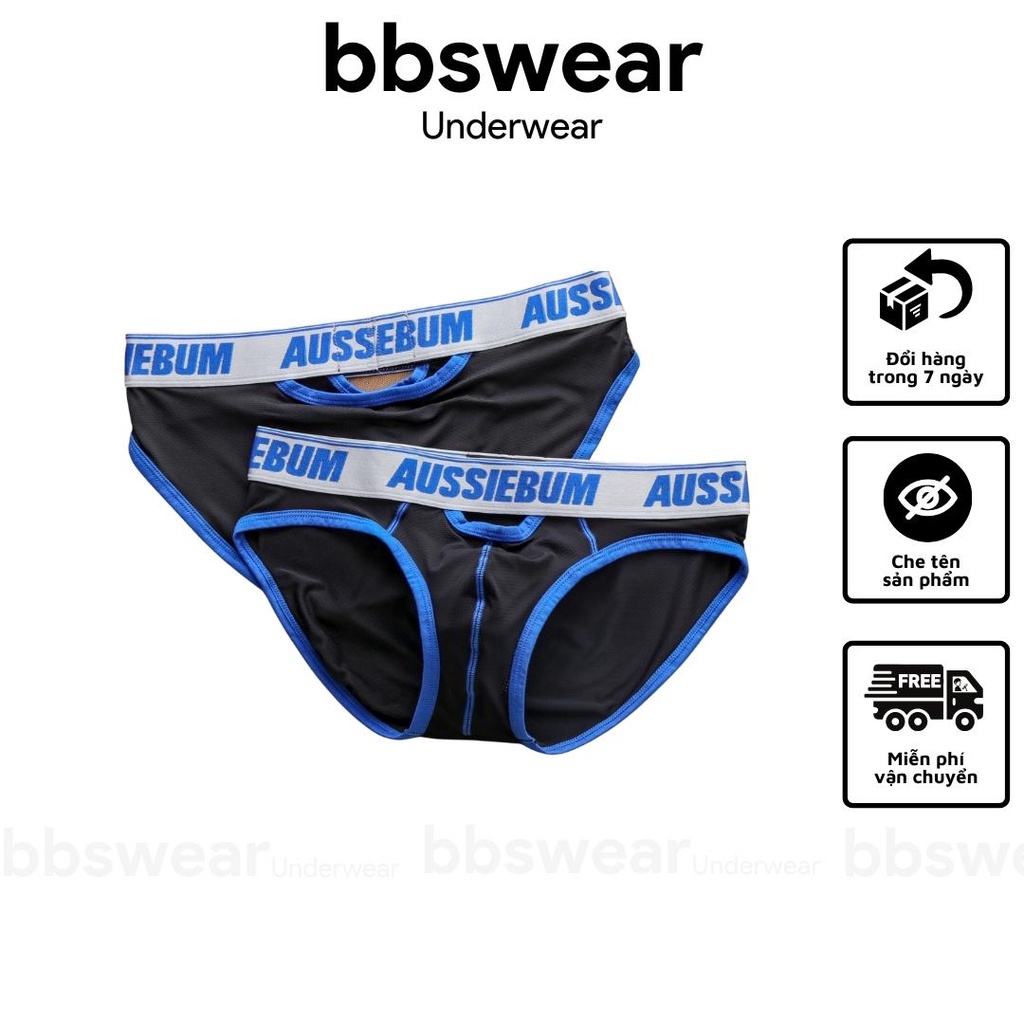 Quần lót tam giác nam AUSSIEBUM thun lạnh lỗ kim sexy thoáng khí - Sịp nam lưới gợi cảm hở sườn BBS WEAR