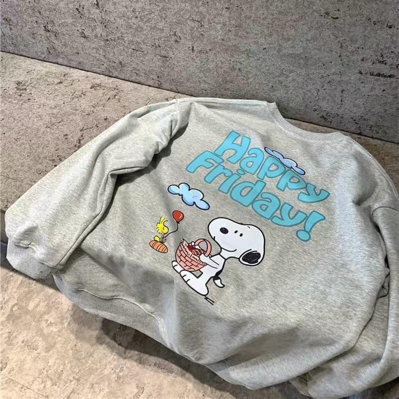 Áo sweater nỉ lót lông in hình chó happy puggy cực xinh form rộng kèm ảnh/video thật | BigBuy360 - bigbuy360.vn