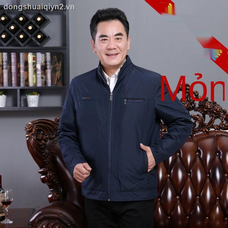 Middle-aged men s jacket spring and autumn thin section casual 50-year-old middle-aged and elderly jacket men s dad jacket plus velvet thick section