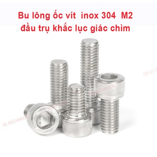 Bu lông ốc vít  inox 304  M2 đầu trụ khắc lục giác chìm