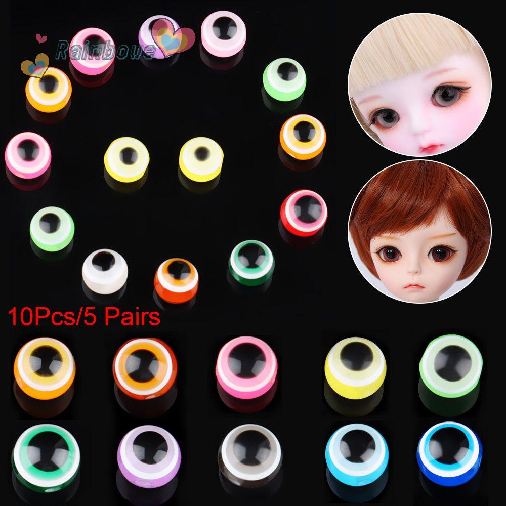 Set 5/10 Đôi Mắt Nhựa Kích Thước 8/10mm/8/10mm Màu Sắc Cầu Vồng Cho Búp Bê