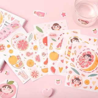 🍉Sticker dán Cô bé ham ăn quà vặt