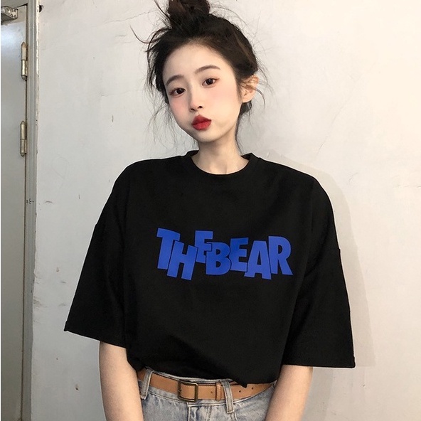 Áo thun ZHELIHANGFEI tay ngắn in chữ thiết kế dáng rộng thoải mái tùy chọn màu sắc