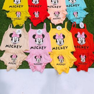 Bộ hai dây cho bé gái chất cotton lạnh siêu yêu