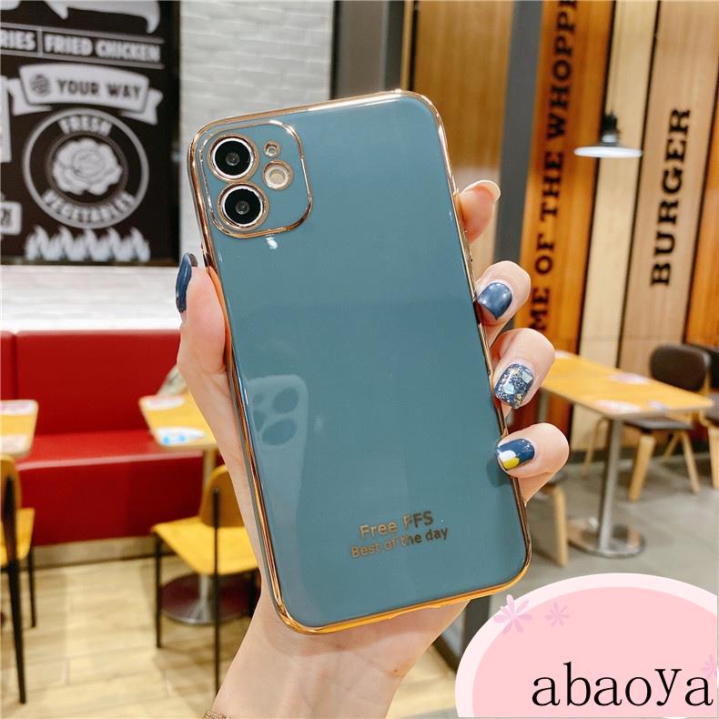 Ốp lưng iphone viền vuông Mạ Vàng iphone 12 Pro Max Mini SE 2020 11 Pro Max XS XR 8 7 6 6s Plus