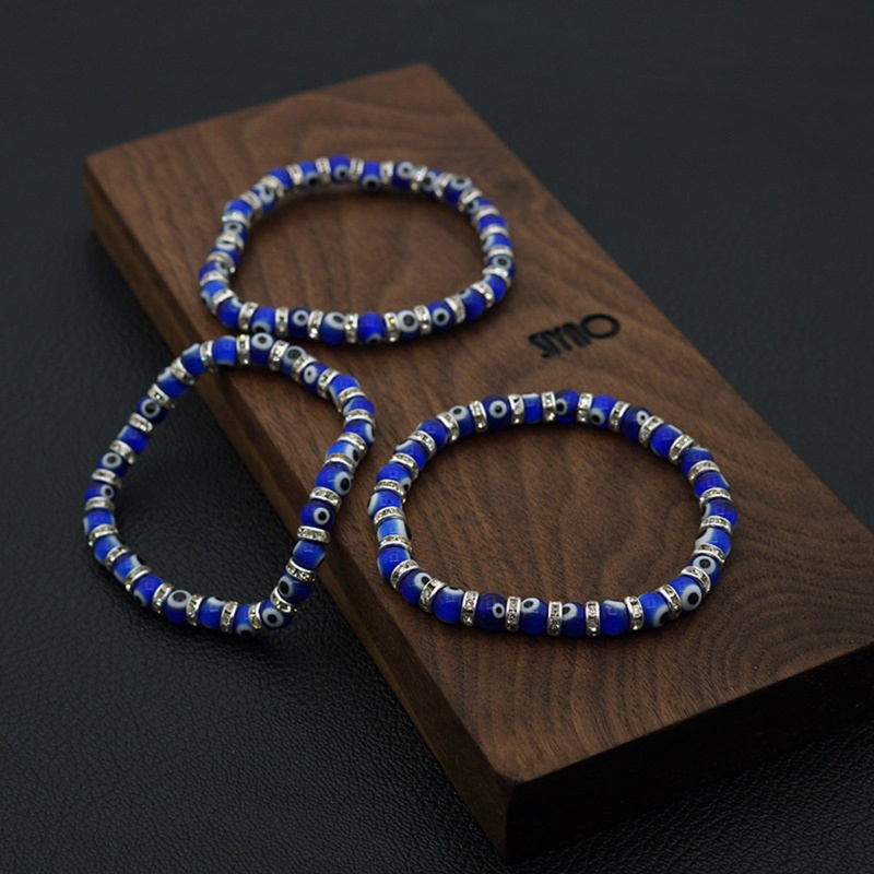 Vòng Tay Hạt Mắt Quỷ Thổ Nhĩ Kỳ Bằng Kính Murano Màu Xanh Dương Cho Nữ