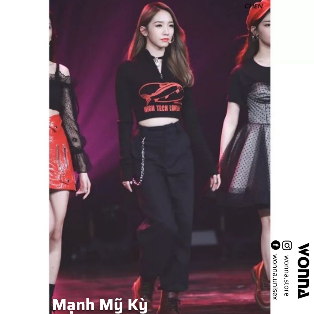 Quần jogger BLACKPINK LISA, ROSÉ & Hyuna Kaki Nam Nữ Dây Xích Cá Tính Ulzzang Kpop Cheap Moment