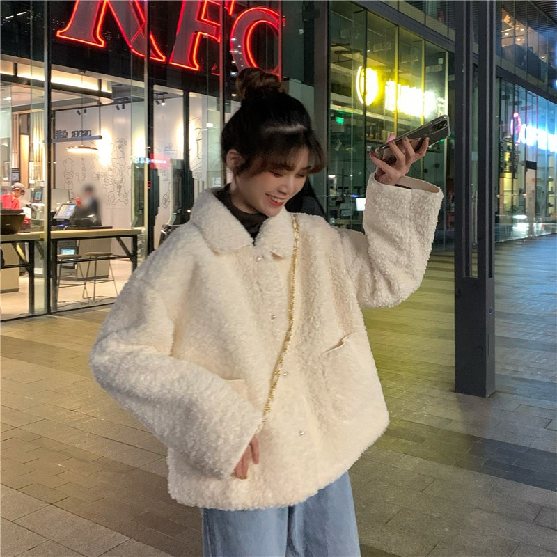 Áo Khoác Nhung Lông Cừu Dáng Rộng Phong Cách Thời Trang Hàn Quốc Cho Nữ | BigBuy360 - bigbuy360.vn