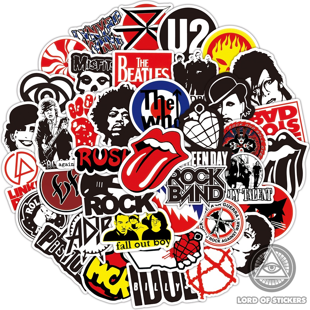 Set 100 Hình Dán Sticker Graffiti Logo Ban Nhạc Rock RocknRoll Metal Punk Chống Thấm Nước Dán Mũ Bảo Hiểm, Laptop, Vali