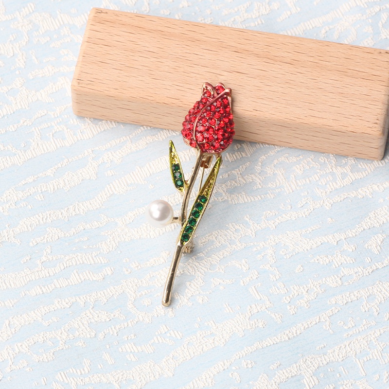 Ghim Cài Áo Hình Hoa Hồng Đính Đá Thanh Lịch