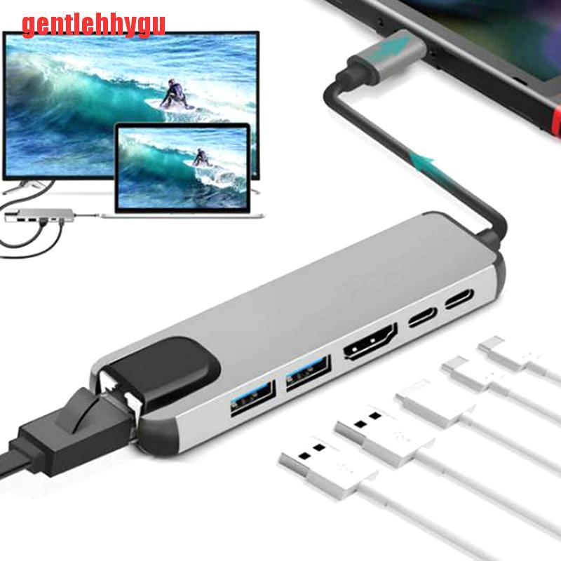 Bộ Chuyển Đổi 6 Trong 1 Usb Hub Type C Sang Usb 3.0 Hdmi 1000mbps Rj45