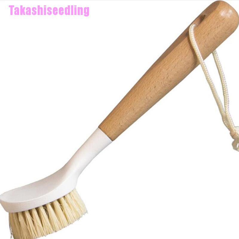 Bàn Chải Vệ Sinh Chén Dĩa Cán Dài Bằng Gỗ Tiện Dụng