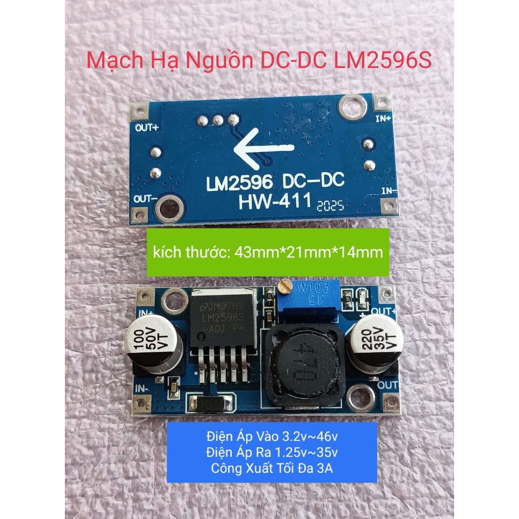 MẠCH HẠ NGUỒN CÓ ĐIỀU CHỈNH LM2596S ADJ, CÔNG XUẤT 3A - MẠCH HẠ NGUỒN CÓ ĐIỀU CHỈNH LM2596S ADJ