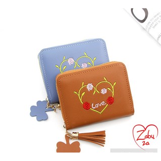 Ví Mini Nữ 💝 FREESHIP 50K💝Ví Ngắn Cầm Tay Thêu Trái Tim Siêu Đẹp VD10