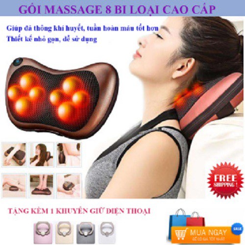 Gối Massage Hồng ngoại chính hãng gối Massage Hồng Ngoại 8 Bi 🍁Đ𝑨 𝑵𝑨̆𝑵𝑮🍁 Mát Xa Các Cơ Huyệt, Xoa Bóp Chống Nhức Mỏi