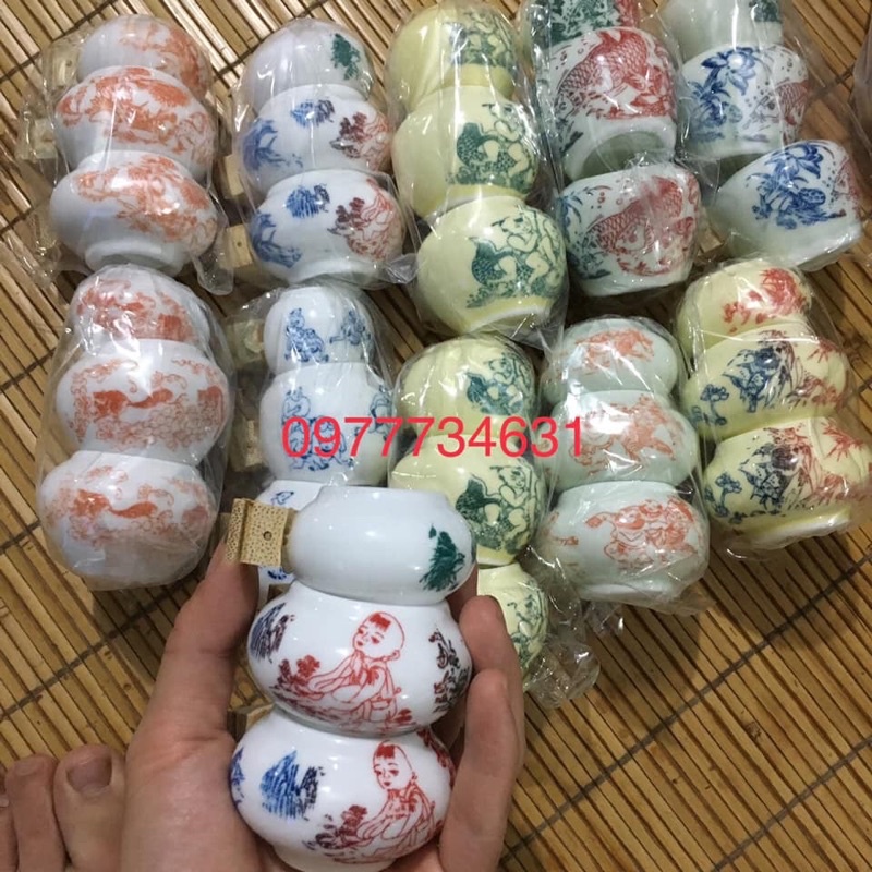 Combo 3 cóng sứ tai tre trơn dành cho chim chào mào giá rẻ