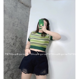 Áo Len Croptop Tim Xanh [ TNT SHOP BIGISZE ]