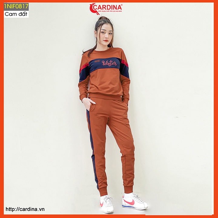 Bộ Nỉ Nữ 𝐂𝐀𝐑𝐃𝐈𝐍𝐀 Thu Đông Phối Màu Tinh Tế Cao Cấp, Trẻ Trung, Năng Động 1NiF08.