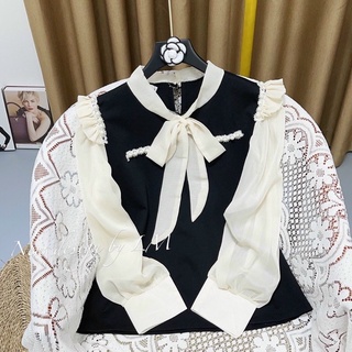 Sơ mi nơ đính ngọc Tiểu thư