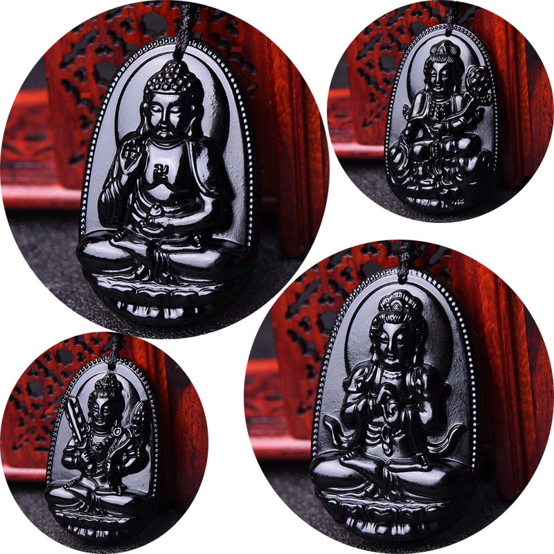 Dây chuyền vòng đeo cổ mặt phật bản mệnh người tuổi tuất, tuổi hợi size 4.7cm x 3cm - KÈM dây chuỗi hạt - Phật A Di Đà