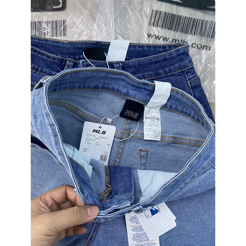 (HÀNG 1:1) Quần Short jean M/L/B 2 màu xanh đậm &amp; nhạt,  thêu nét căng, full tag mạc, chất từng chi tiết