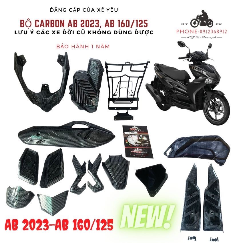 Ốp carbon AirBlade (AB) đời cuối 2022 - 2023 loại 125 / 160 Carbon full Chính Hãng Artistar