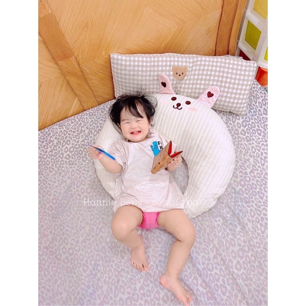 Gối Ngủ Chần Bông Cotton Tinh Khiết Hình Mặt Có Thể Tháo Rời Cho Bé