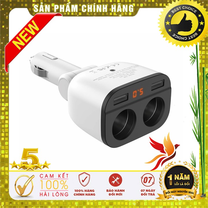 [Mã 2404EL10K giảm 10K đơn 20K] Cóc sạc xe hơi HOCO Z28 (02 cổng USB - LCD)