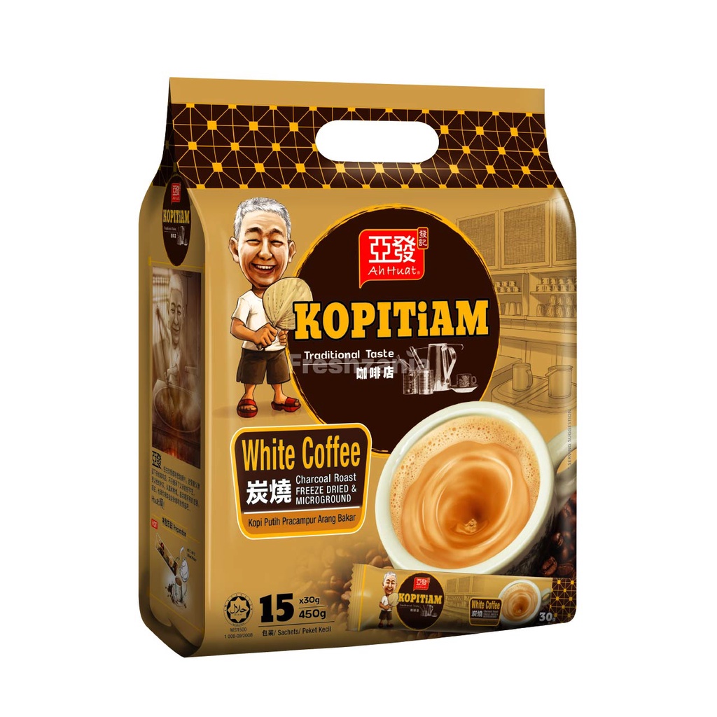 CÀ PHÊ TRẮNG HÒA TAN THAN HOẠT TÍNH (15 GÓI x 30 GRAM) _ KOPITIAM
