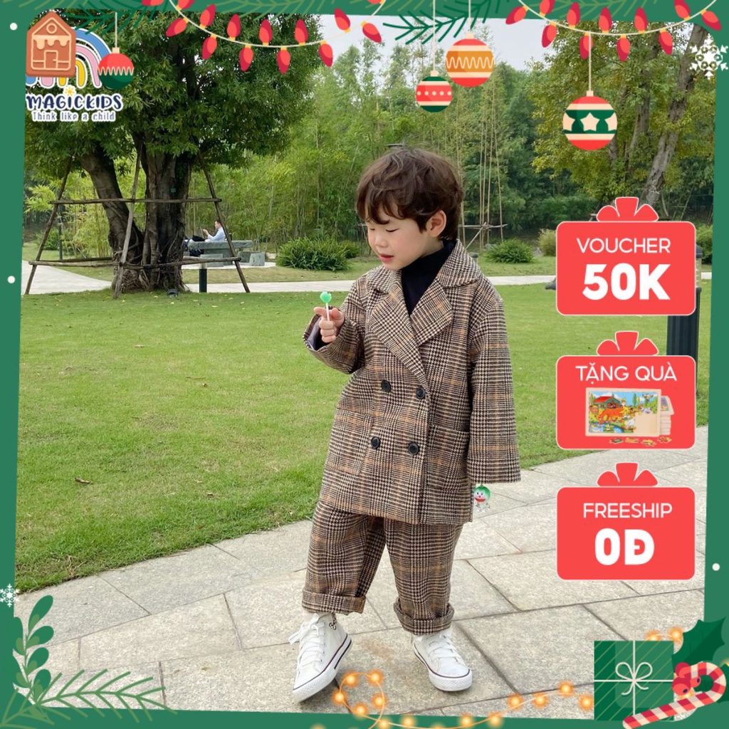 Áo khoác măng tô dạ 2 lớp dày dặn giữ ấm kiểu dáng Hàn Quốc cho bé trai Magickids Áo vest cho bé AO21021 | WebRaoVat - webraovat.net.vn