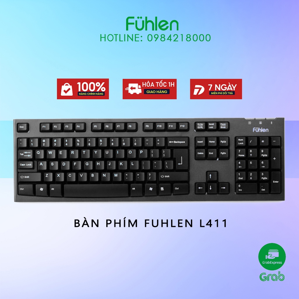 Bộ chuột và bàn phím có dây Fuhlen L411 + L102 Tem Ninza chính hãng BH 24 tháng