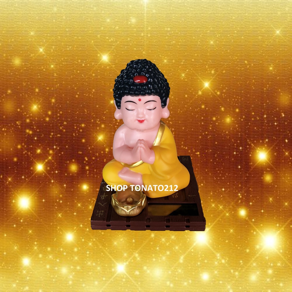 TƯỢNG CHÚ TIỂU,DI LẶC,THÍCH CA LẮC ĐẦU TRANG TRÍ XE Ô TÔ SỬ DỤNG NĂNG LƯỢNG MẶT TRỜI GÕ MÕ TỤNG KINH CAO 9CM,11CM